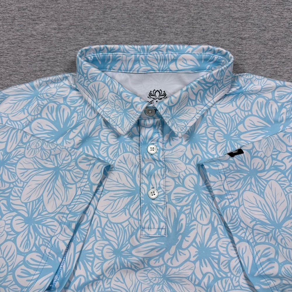 KaiPar Golf Polo Shirt Mens 3XL Blue Floral Performance Stretch Hawaiian